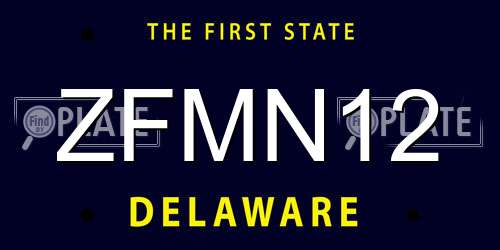 ZFMN12 Delaware License Plate