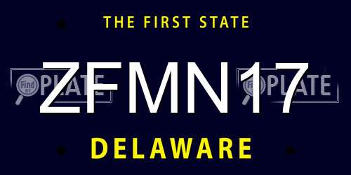 ZFMN17 Delaware License Plate