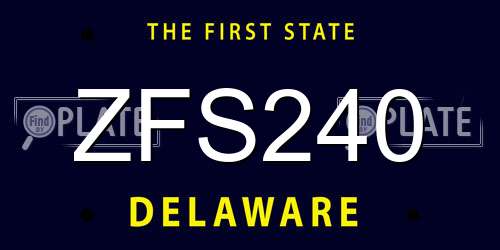 ZFS240 Delaware License Plate
