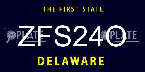 ZFS24O Delaware License Plate