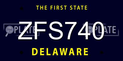 ZFS740 Delaware License Plate