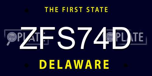 ZFS74D Delaware License Plate