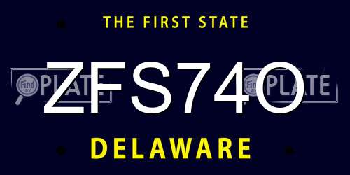 ZFS74O Delaware License Plate