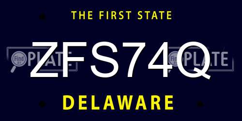 ZFS74Q Delaware License Plate