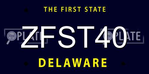 ZFST40 Delaware License Plate