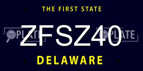ZFSZ40 Delaware License Plate