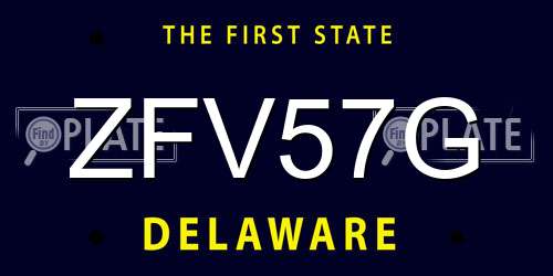 ZFV57G Delaware License Plate