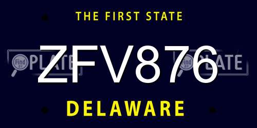 ZFV876 Delaware License Plate