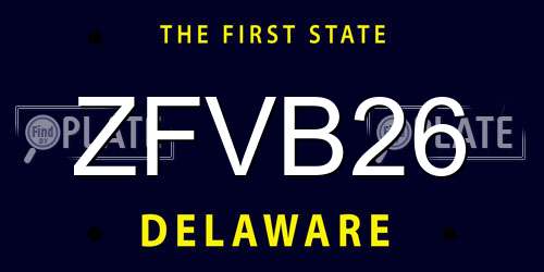 ZFVB26 Delaware License Plate