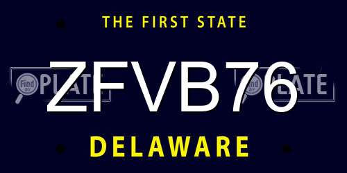 ZFVB76 Delaware License Plate