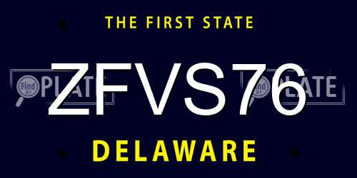 ZFVS76 Delaware License Plate