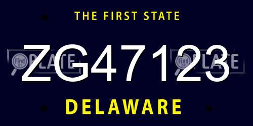 ZG47123 Delaware License Plate