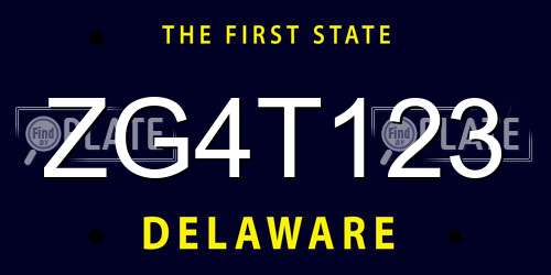 ZG4T123 Delaware License Plate