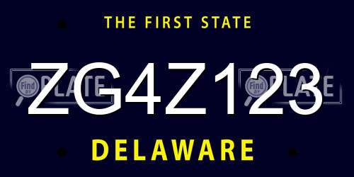 ZG4Z123 Delaware License Plate