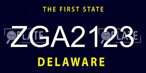 ZGA2123 Delaware License Plate