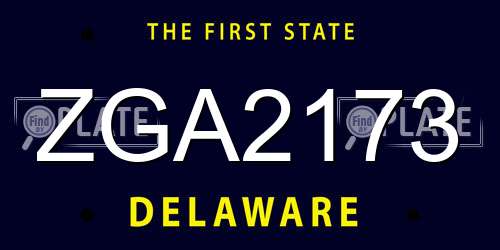 ZGA2173 Delaware License Plate