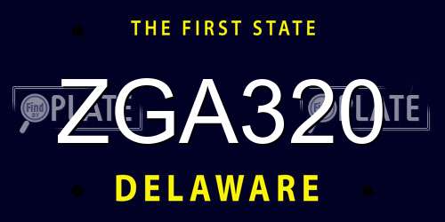 ZGA320 Delaware License Plate