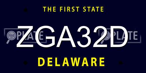 ZGA32D Delaware License Plate