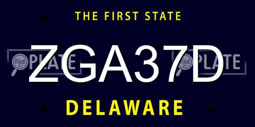 ZGA37D Delaware License Plate