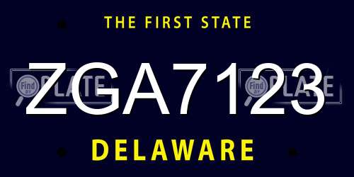 ZGA7123 Delaware License Plate
