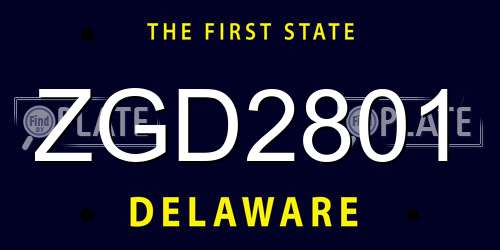 ZGD2801 Delaware License Plate