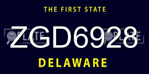 ZGD6928 Delaware License Plate