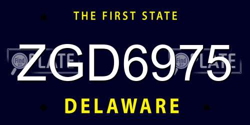ZGD6975 Delaware License Plate