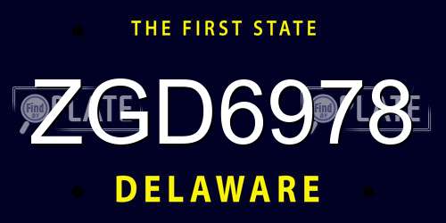 ZGD6978 Delaware License Plate