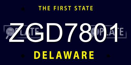 ZGD7801 Delaware License Plate