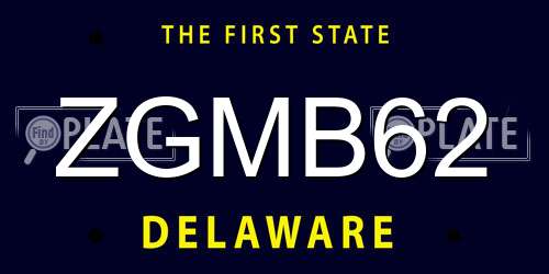 ZGMB62 Delaware License Plate