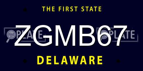 ZGMB67 Delaware License Plate