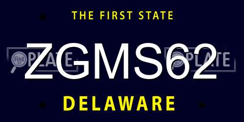 ZGMS62 Delaware License Plate