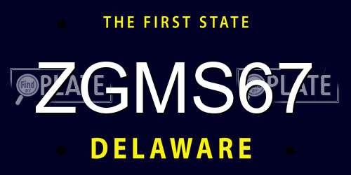 ZGMS67 Delaware License Plate