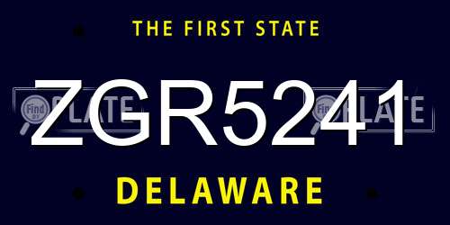 ZGR5241 Delaware License Plate