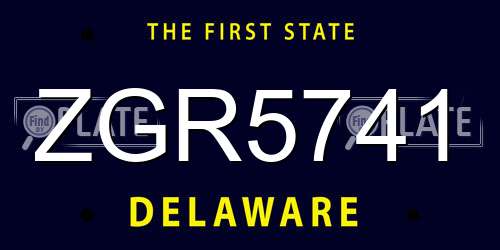 ZGR5741 Delaware License Plate