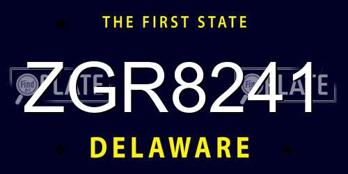 ZGR8241 Delaware License Plate