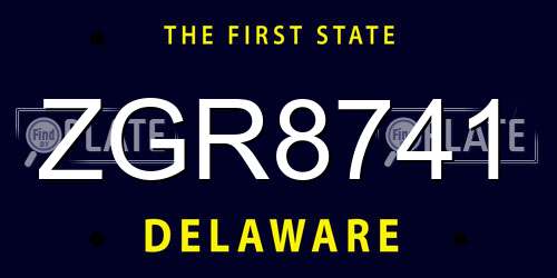 ZGR8741 Delaware License Plate