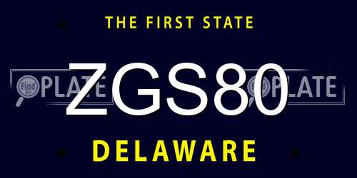ZGS80 Delaware License Plate