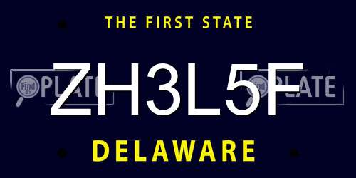 ZH3L5F Delaware License Plate