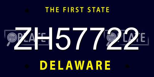 ZH57722 Delaware License Plate