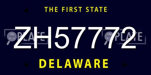 ZH57772 Delaware License Plate