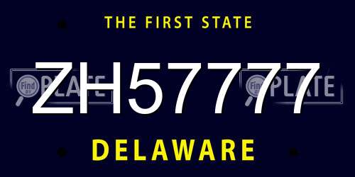 ZH57777 Delaware License Plate