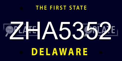 ZHA5352 Delaware License Plate
