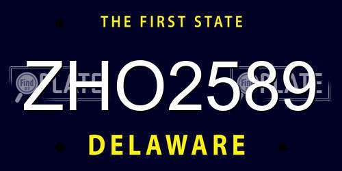 ZHO2589 Delaware License Plate