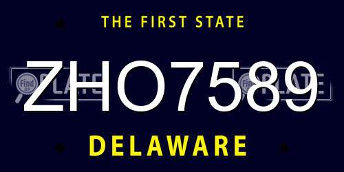ZHO7589 Delaware License Plate