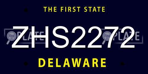 ZHS2272 Delaware License Plate