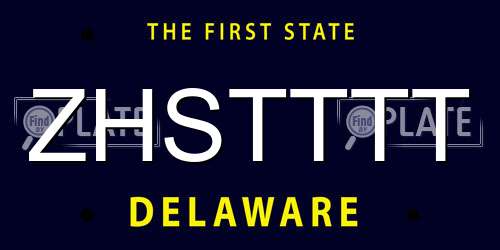 ZHSTTTT Delaware License Plate