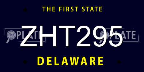 ZHT295 Delaware License Plate