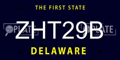 ZHT29B Delaware License Plate