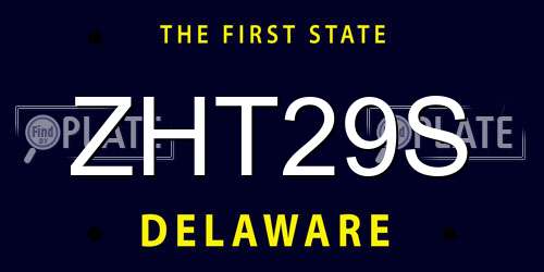 ZHT29S Delaware License Plate